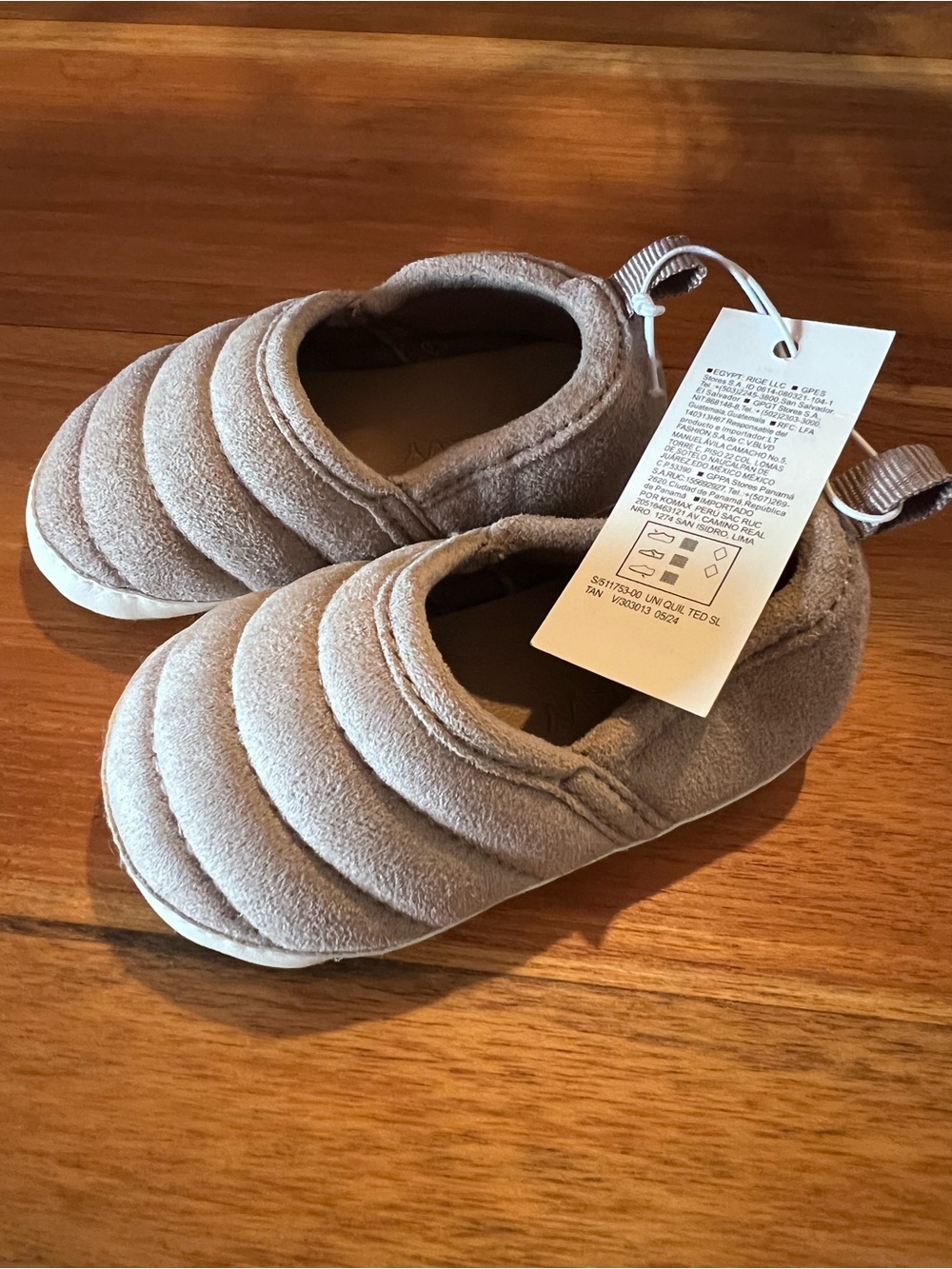 Old Navy Quilted Slip-On Baby Shoes in Light Taupe